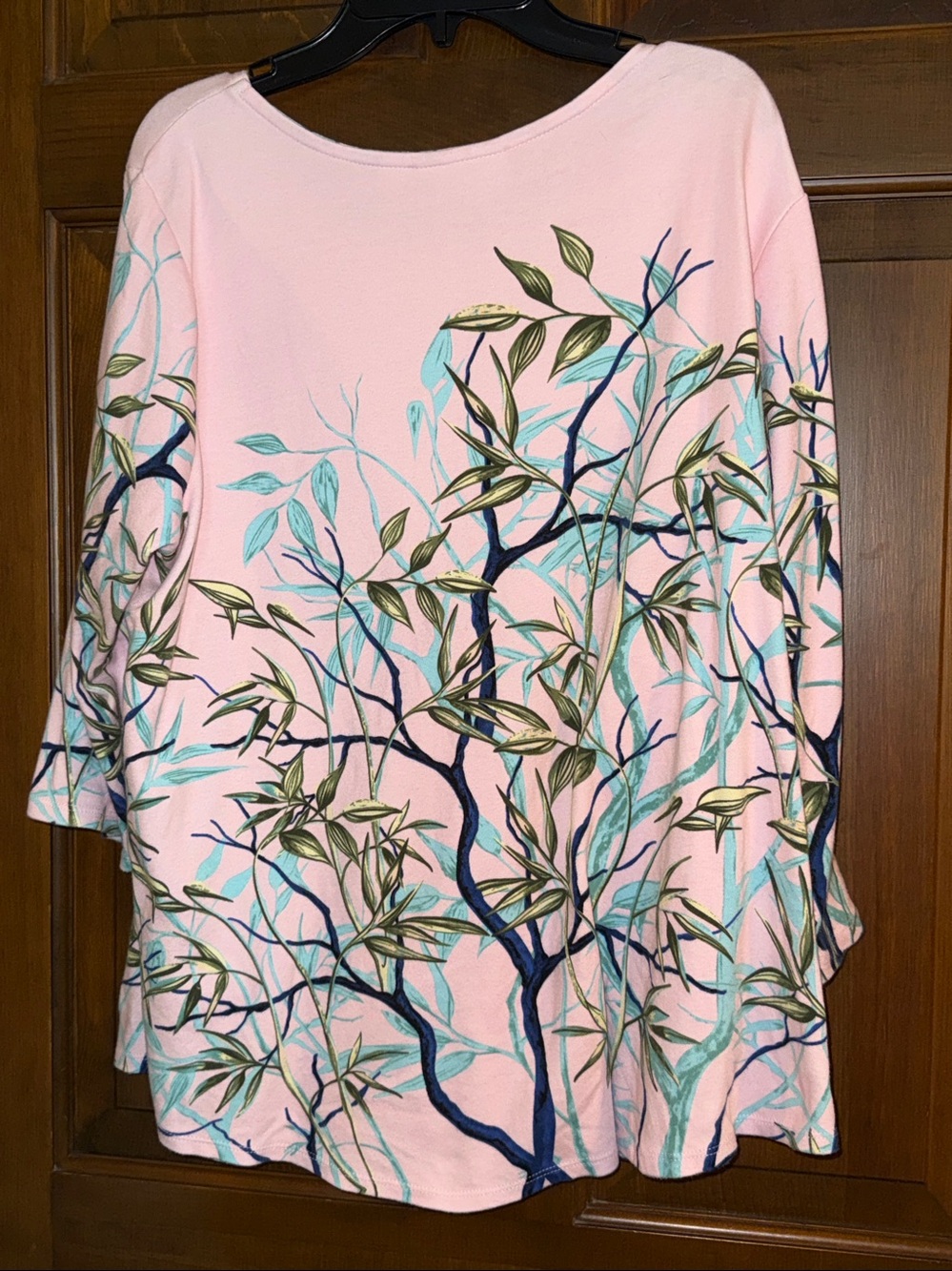 Quacker Factory XL soft pink 100% cotton top embroidered rhinestone birds NWOT - Picture 7 of 12